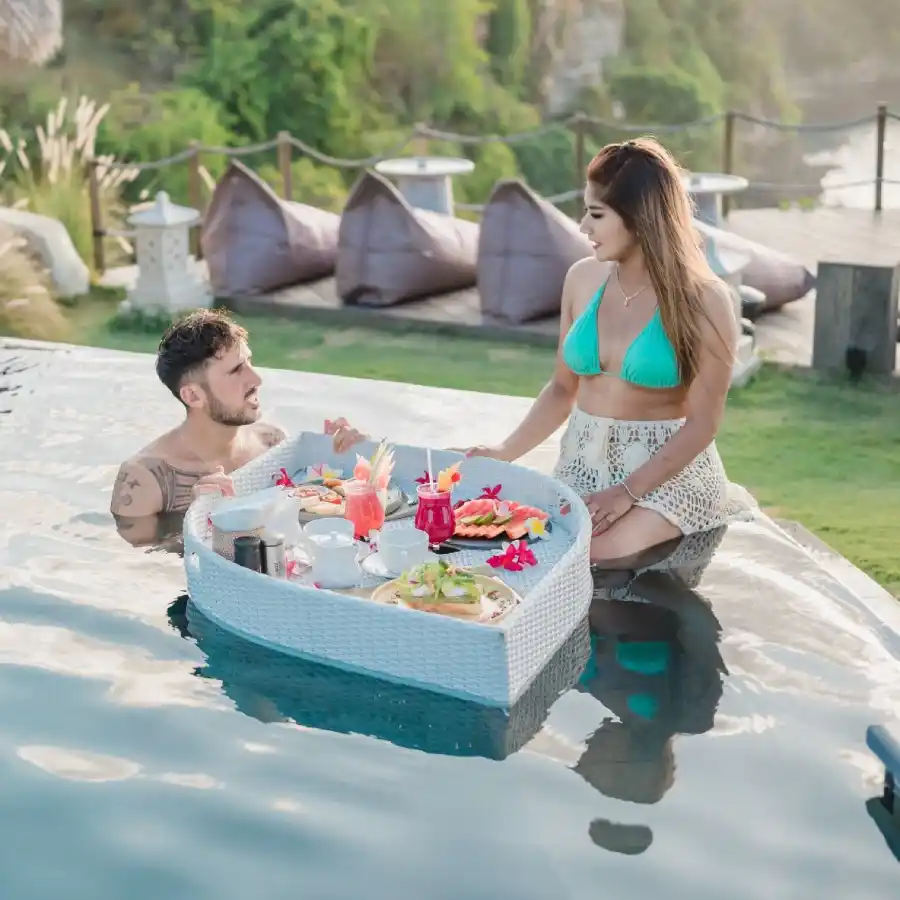 Floating breakfast Biu Biu Resort Bali