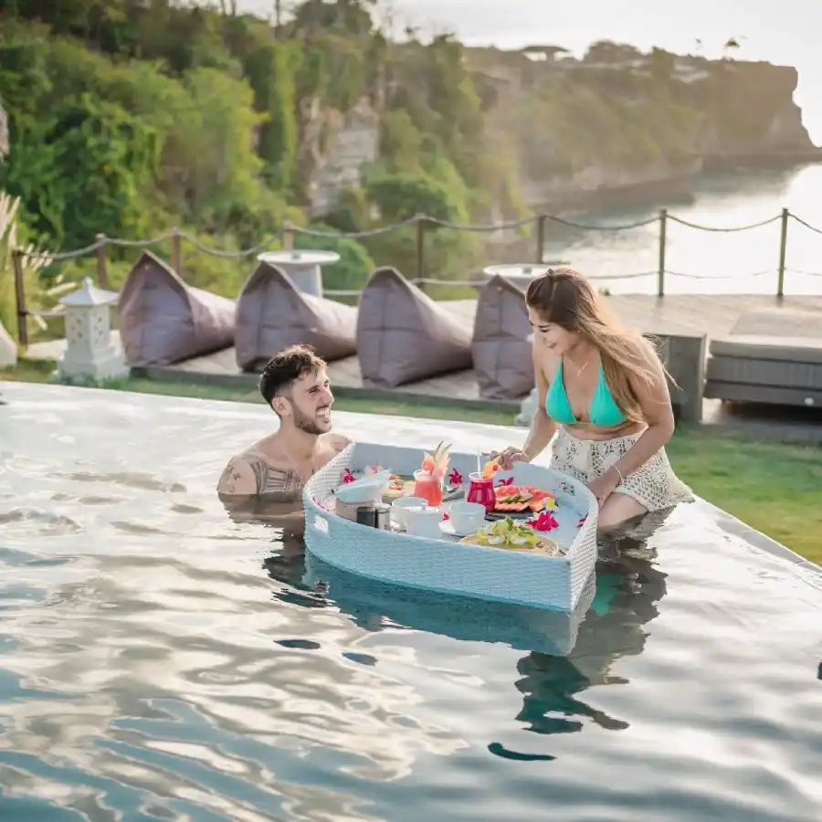 Floating Breakfast at Biu Biu Resort Bali