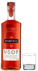 Cognac Martell VSOP Red Barrel Bottle with Glass