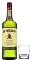 Jameson Irish Whisky Bottle with glass