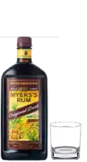 Myers Rum Bottle with Glass